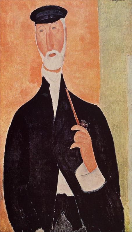Man with a Pipe (The Notary of Nice) - Amedeo Modigliani Paintings